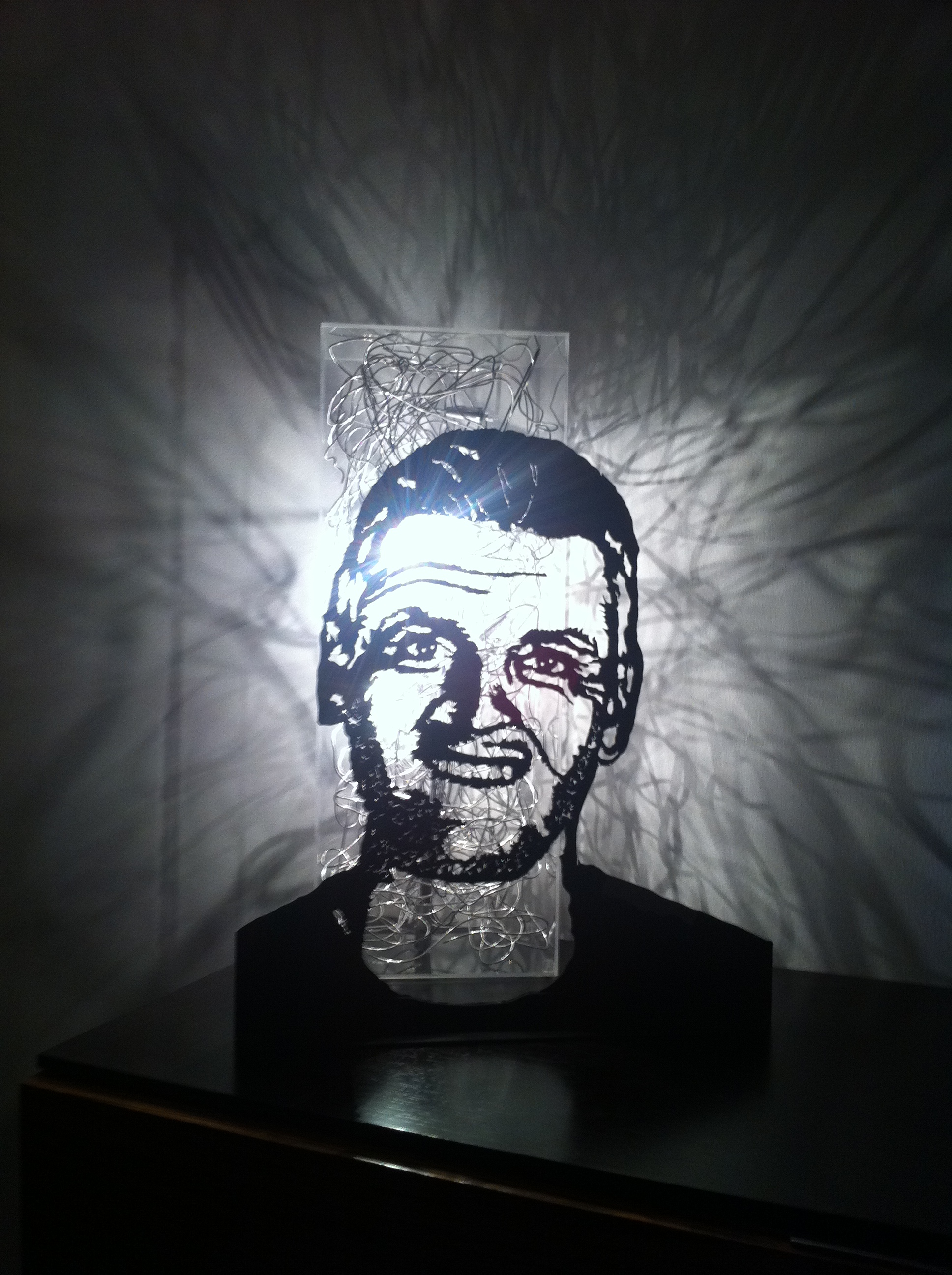 Illuminated sculpture of Tito Vilanova by François Aviles